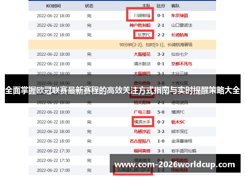 全面掌握欧冠联赛最新赛程的高效关注方式指南与实时提醒策略大全